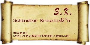 Schindler Krisztián névjegykártya